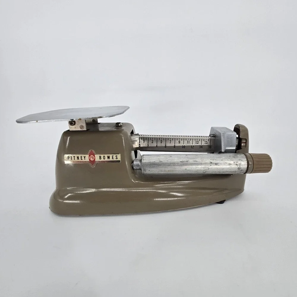 Vintage Pitney Bowes Mechanical Balance Beam Postal Scale 16 Ounce Made in USA /